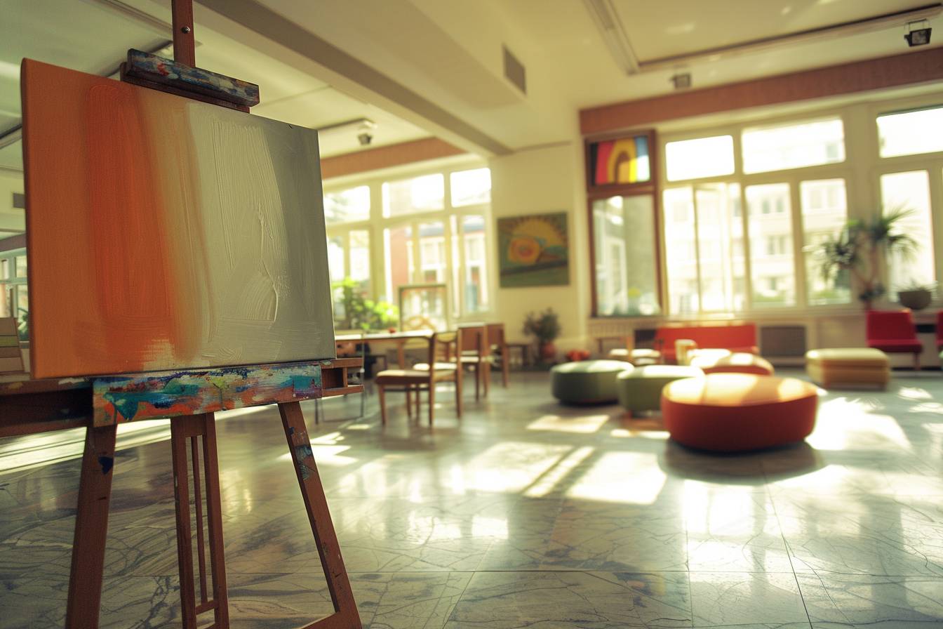 Utilisation stratégique de la peinture pour marquer et délimiter des zones de vie dans un intérieur ouvert et spacieux